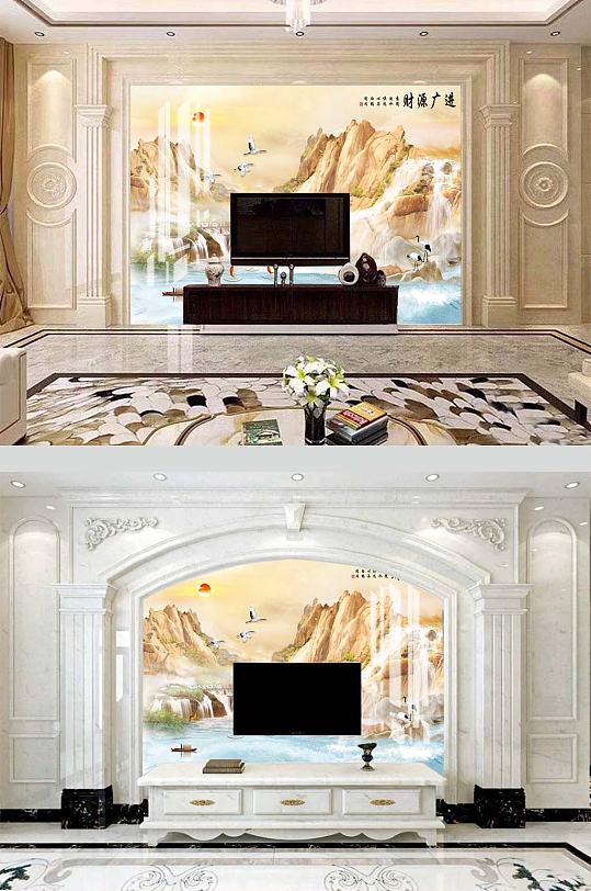 大理石客厅电视背景-众图网