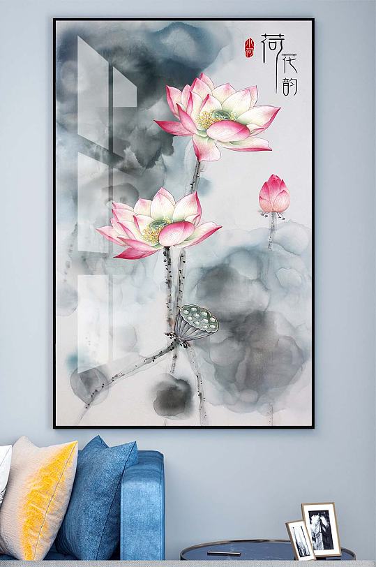 玄关荷花装饰挂画-众图网