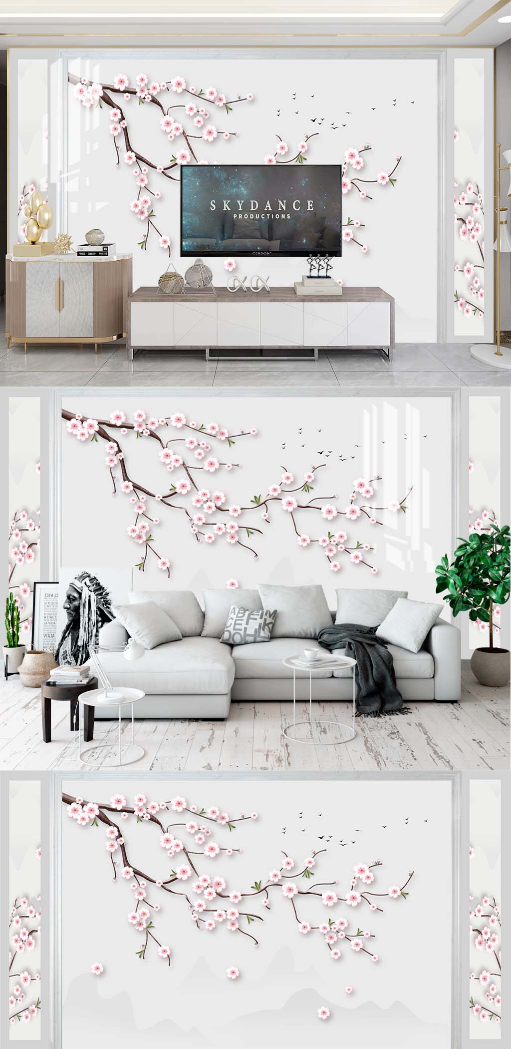 梅花简约电视背景素材