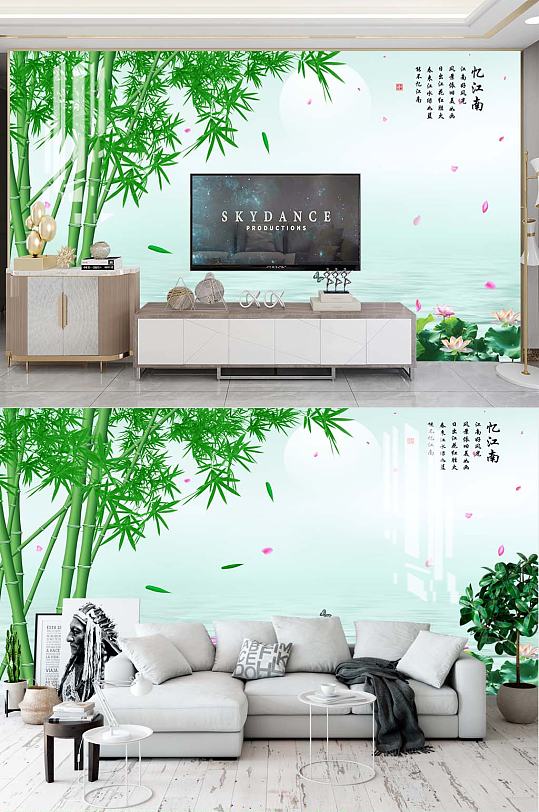 简约竹叶电视背景-众图网