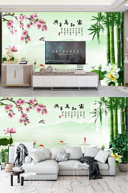 竹子客厅电视背景-众图网