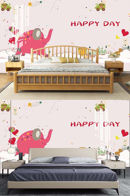 儿童卡通床头背景-众图网