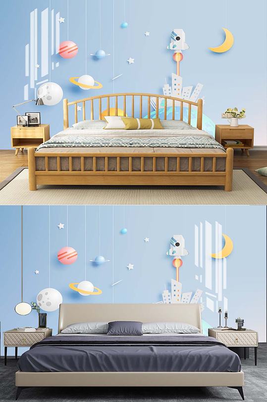 儿童卡通卧室背景-众图网