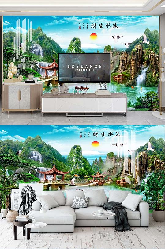 中式山水电视背景-众图网