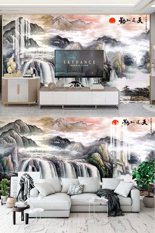 中式山水电视背景-众图网