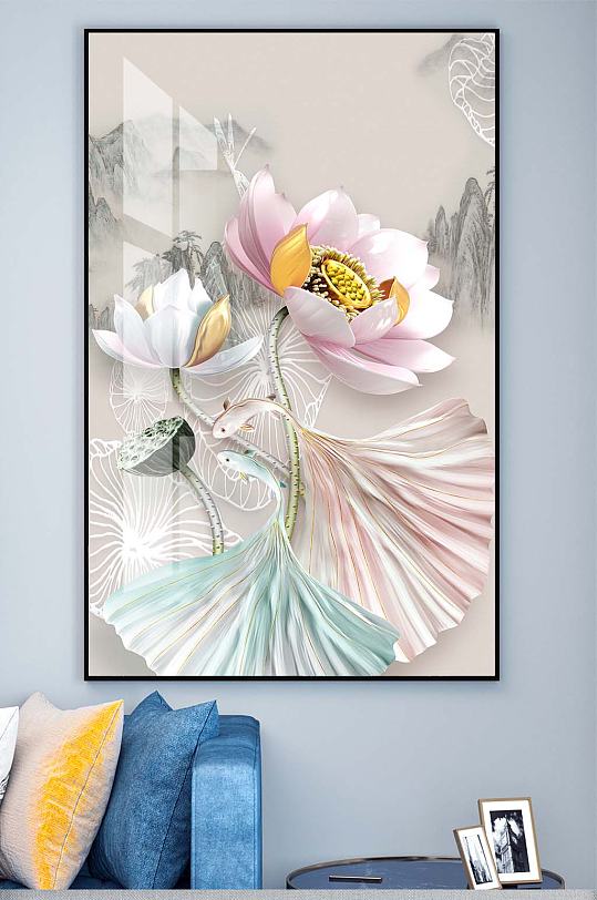 荷花水墨装饰挂画-众图网