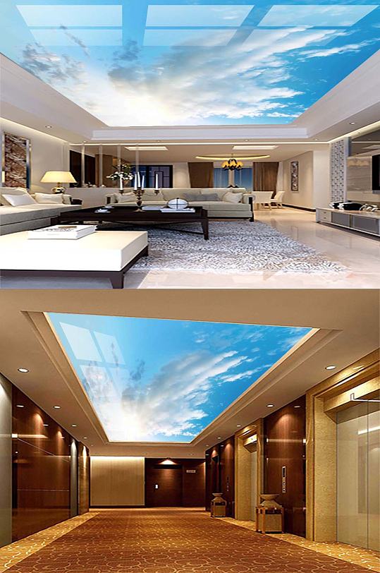 蓝天客厅天花吊顶-众图网