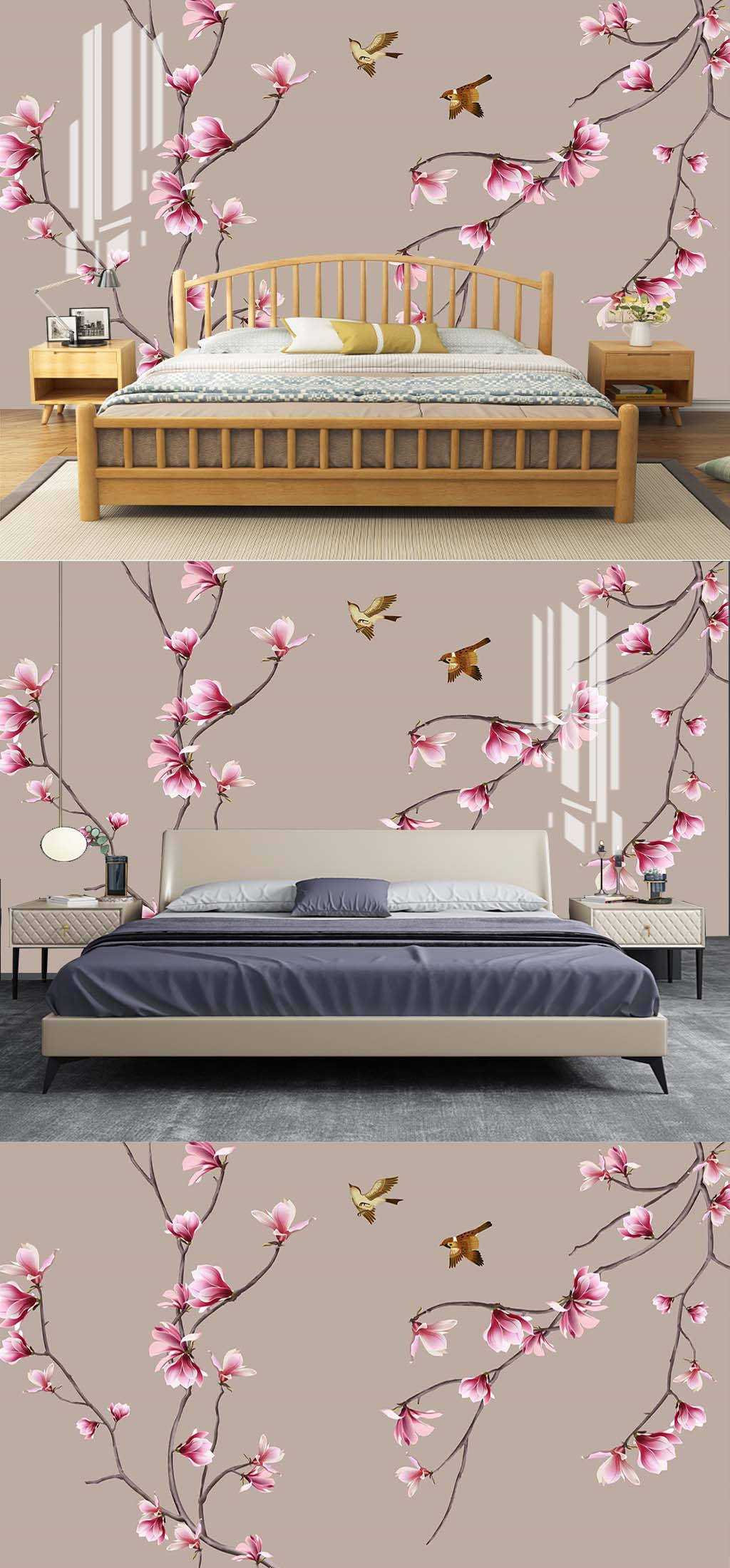 花鸟软包床头背景素材