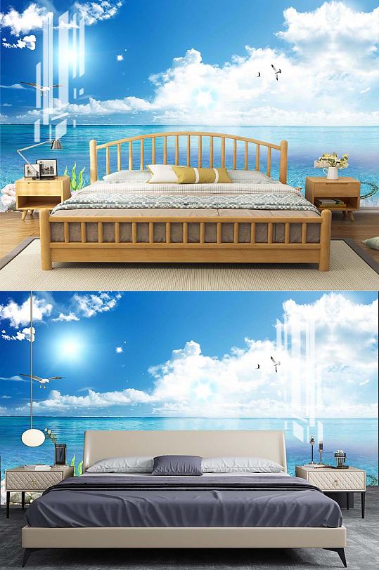 大海床头背景简约-众图网