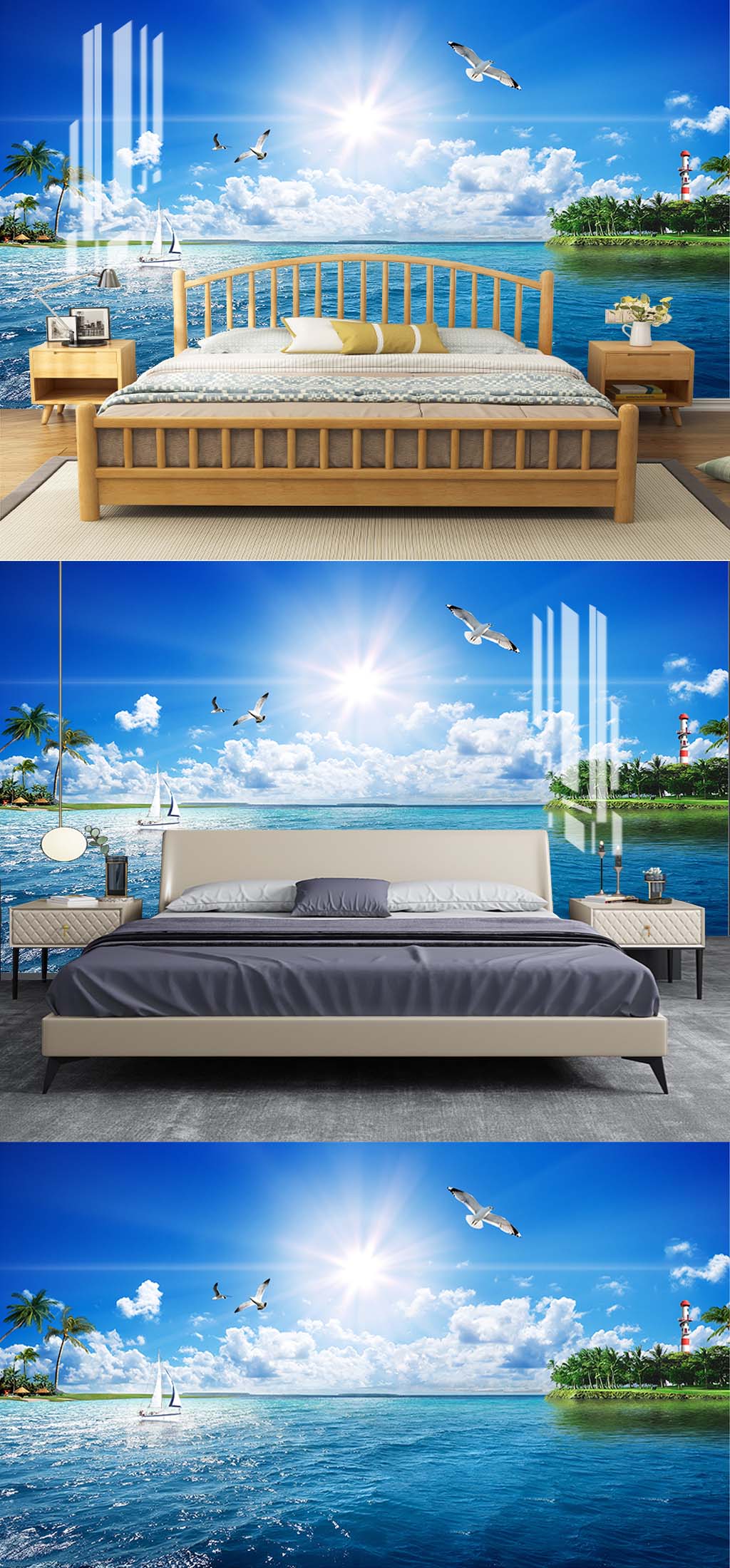 唯美大海床头背景素材