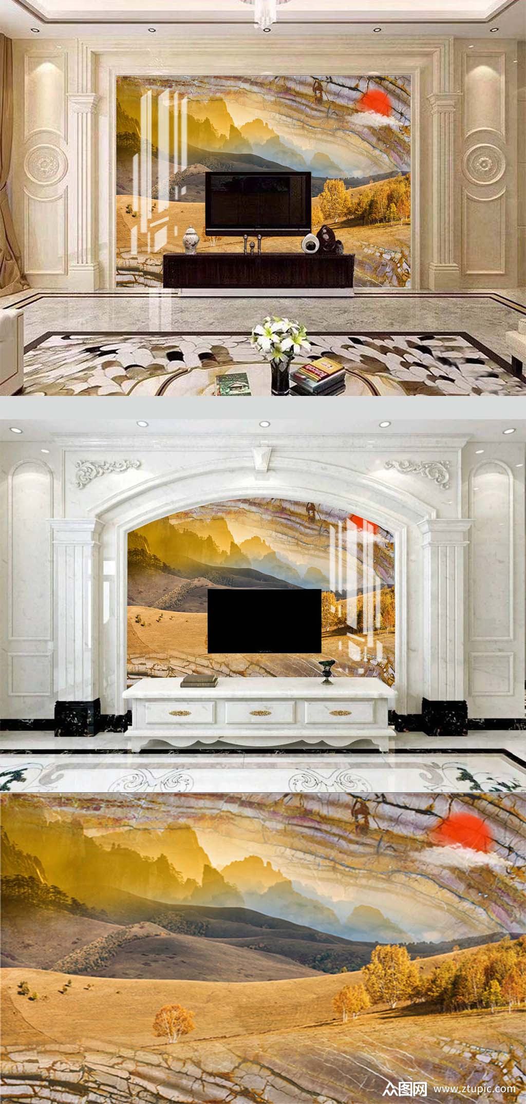 大理石电视背景墙
