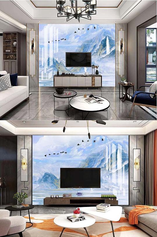 山水大理石电视背景-众图网