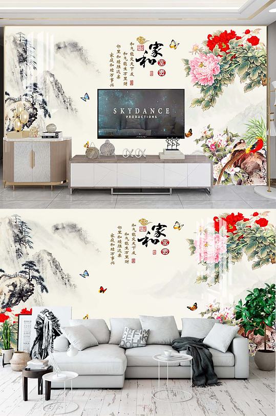 牡丹花鸟电视背景-众图网