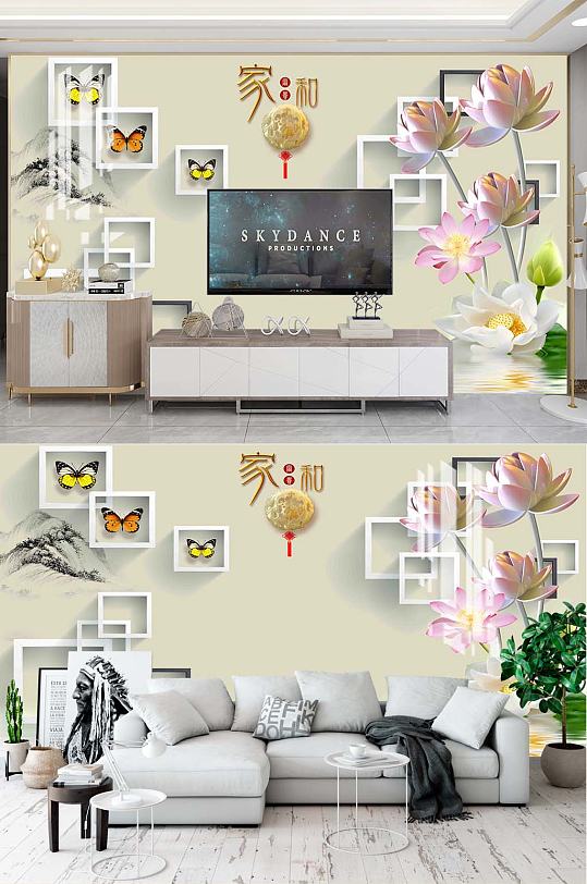 家和中式电视背景-众图网