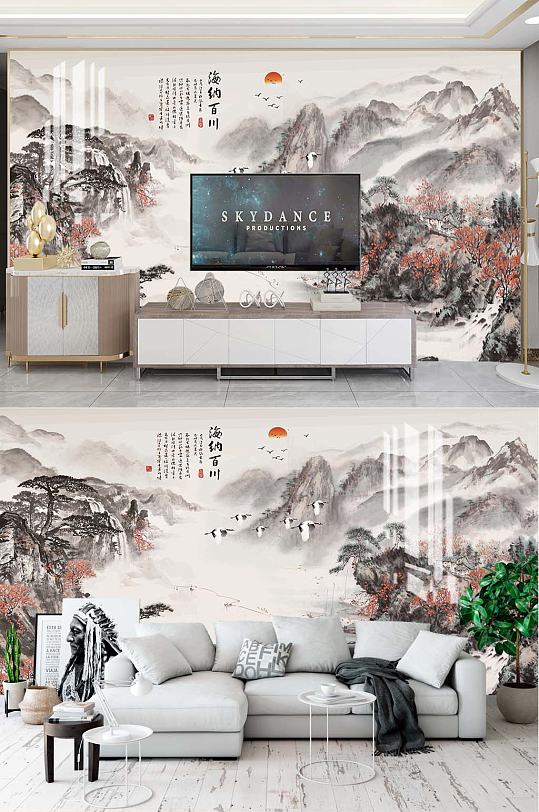 水墨山水客厅背景-众图网