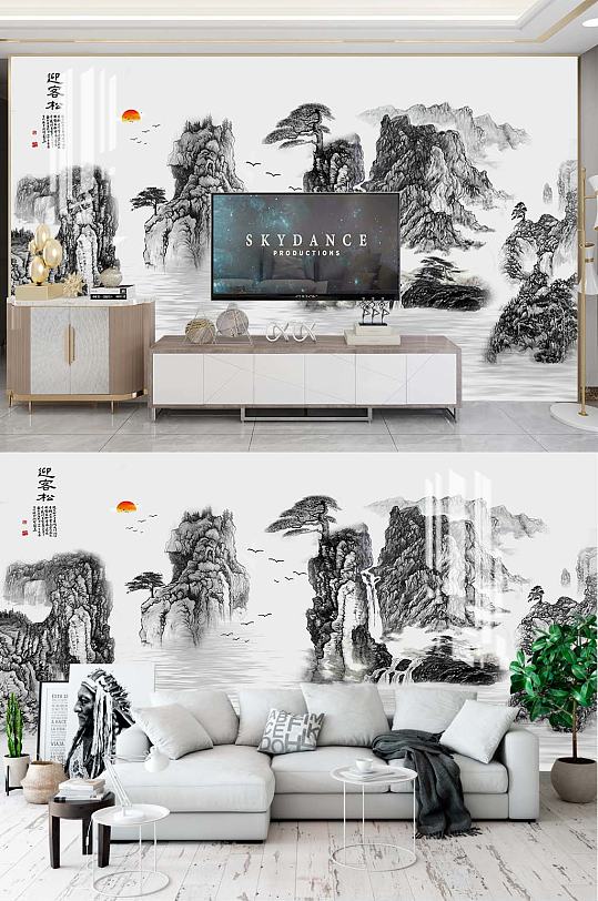 水墨山水电视背景-众图网