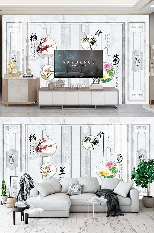 梅兰竹菊电视背景-众图网