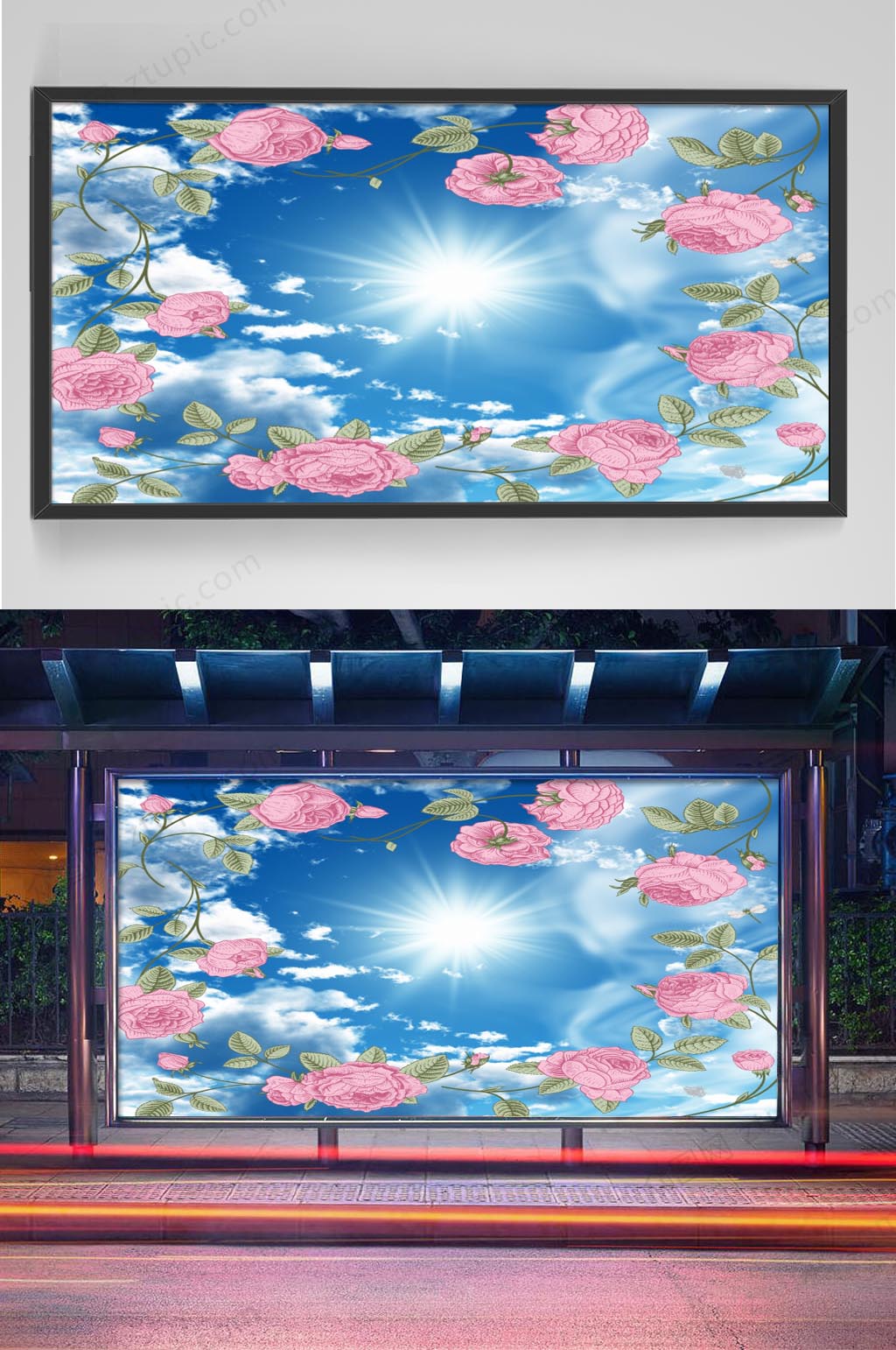 天空吊顶装饰画素材