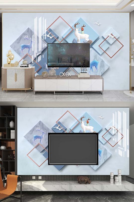 麋鹿电视背景墙-众图网