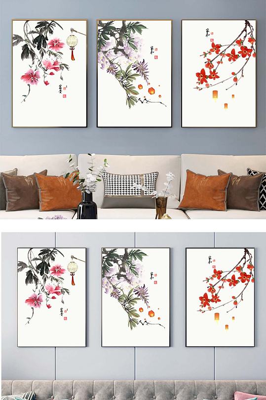 新中式三联画-众图网