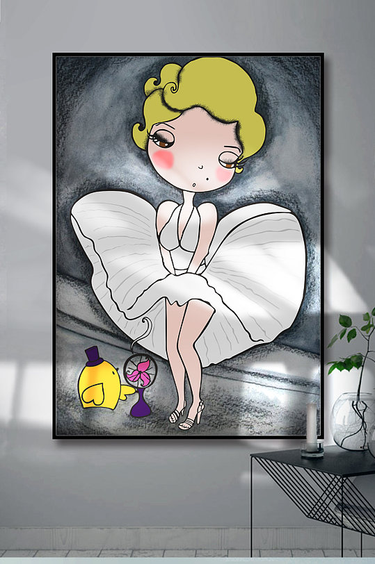 q版玛丽莲梦露可爱装饰画卧室挂画