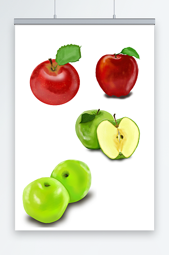手绘水果苹果插画元素