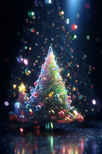 数字艺术圣诞树礼物树灯图片