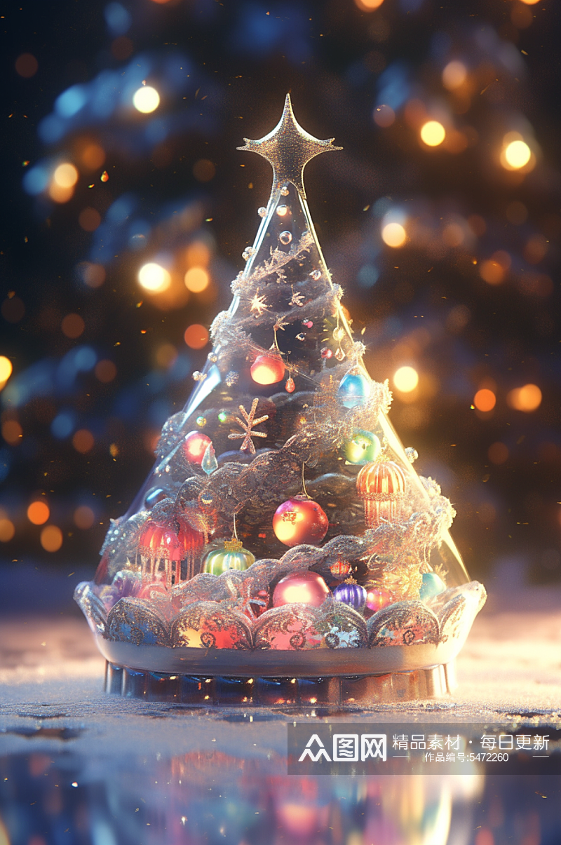 数字艺术圣诞树礼物树灯图片素材
