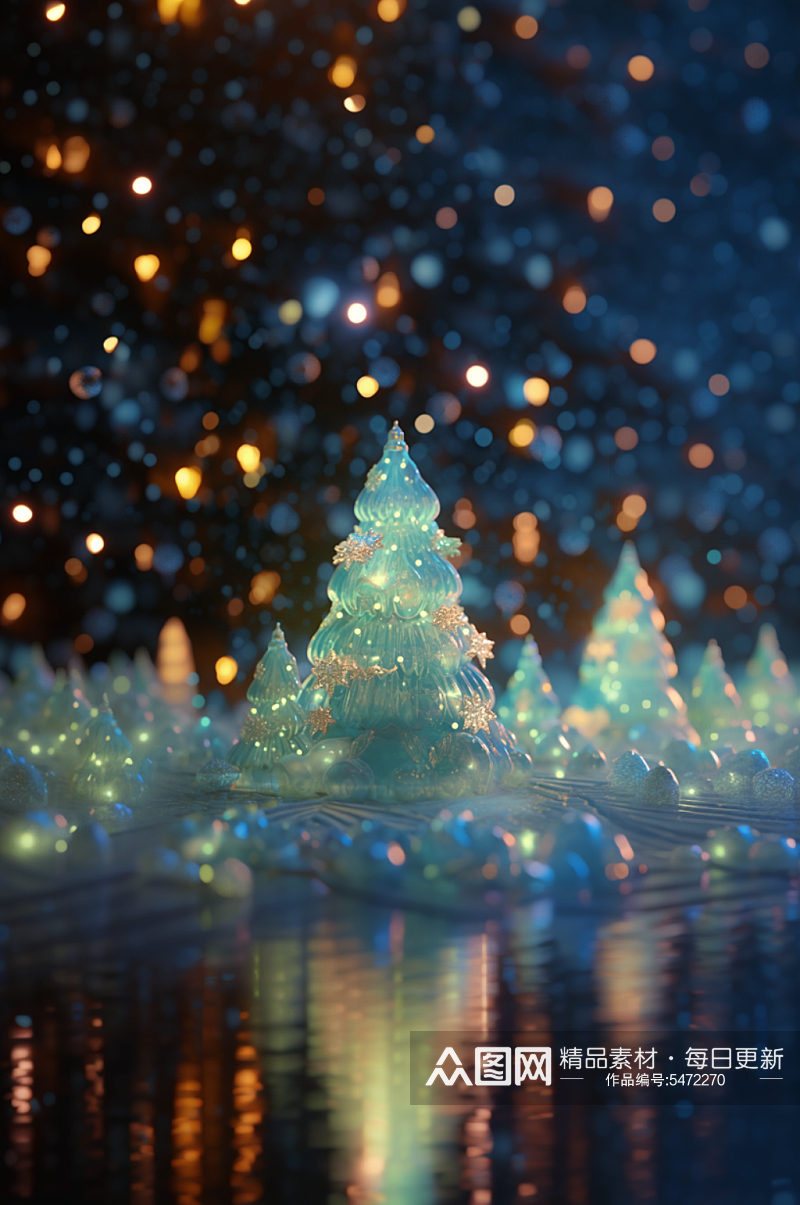 数字艺术圣诞树礼物树灯图片素材