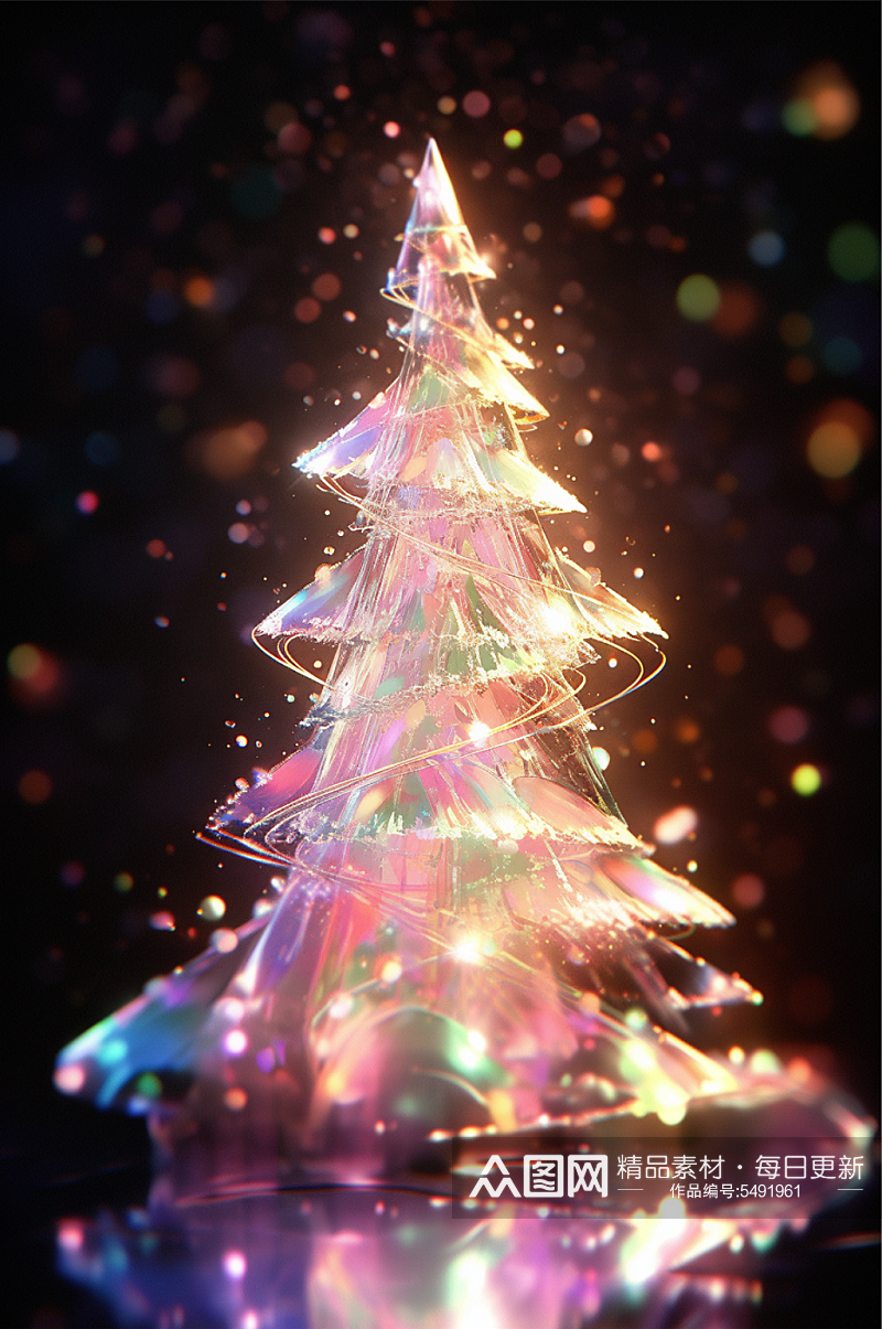 AI数字艺术节日氛围圣诞节圣诞树素材