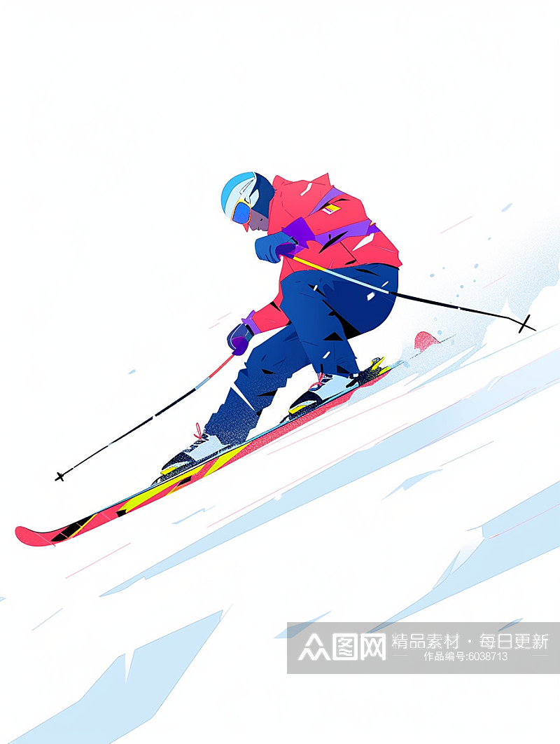 AI数字艺术冬季运动滑雪运动素材