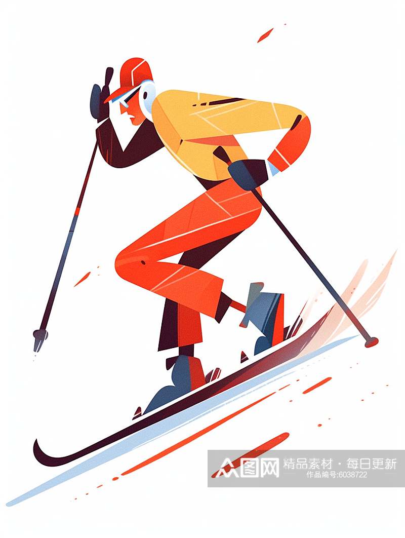 AI数字艺术冬季运动滑雪运动素材