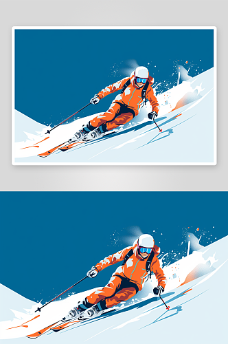 AI数字艺术冬季运动滑雪运动