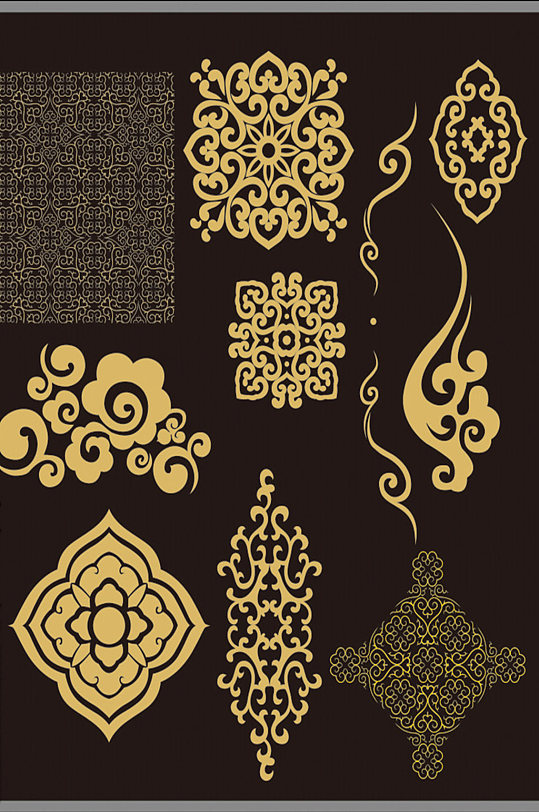 金色花边花纹边框