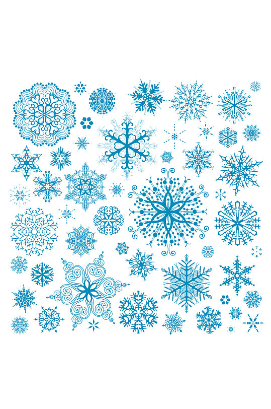 圣诞圣诞节下雪冬天蓝色雪花简笔雪花模板下载-编号964600-众图网