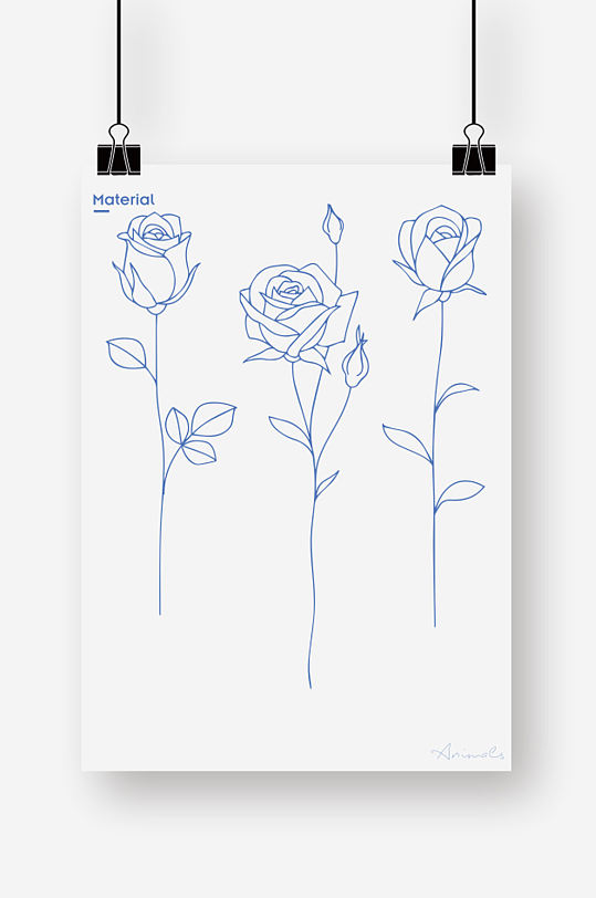 矢量图线条玫瑰花-众图网