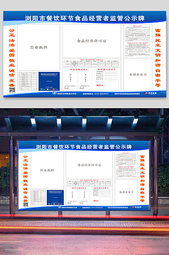 浏阳市餐饮环节食品经营者监管公示牌