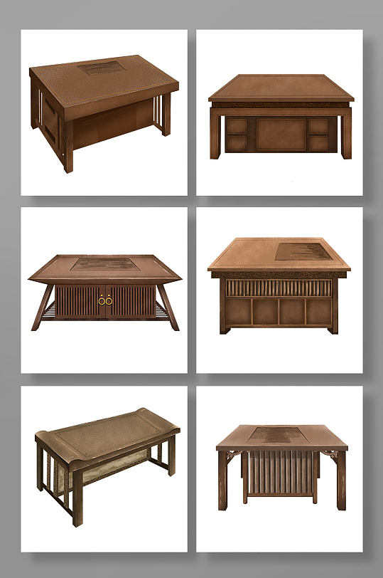 古风手绘古典木质家具物品元素插画