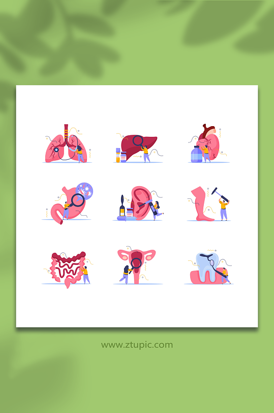 扁平风矢量人体器官元素插画-众图网