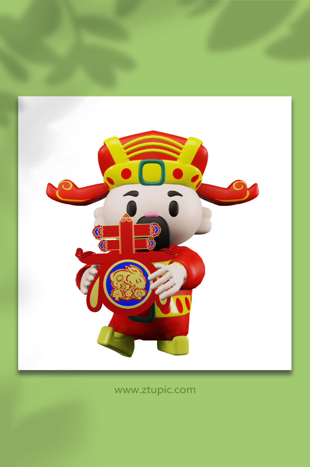 新春新年兔年立体3D模型财神素材
