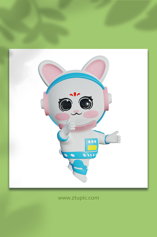 漫游新年兔年立体宇航员兔子3D模型太空步-众图网