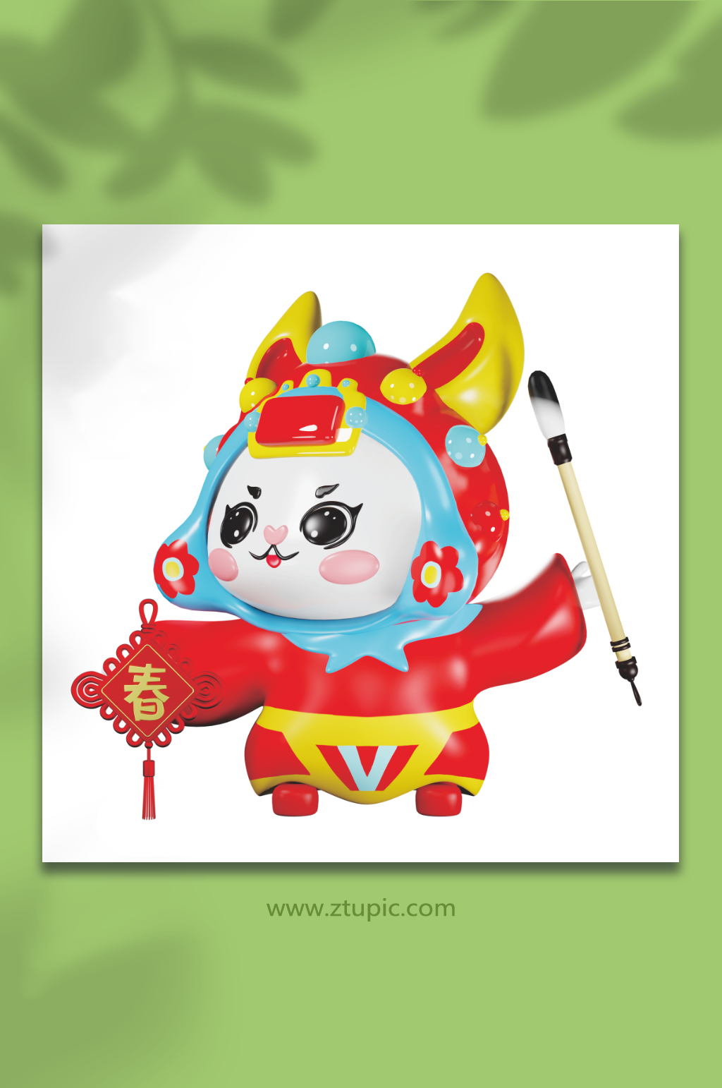 新年喜庆兔年兔儿爷兔子3D模型春福素材