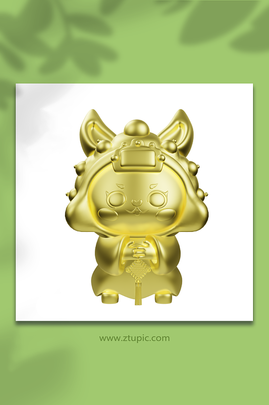 新年喜庆兔年兔儿爷兔子金色3D模型拜年-众图网