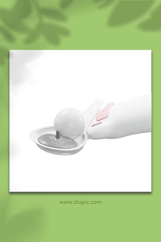 汤圆兔爪兔年元宵节手势3d立体模型-众图网