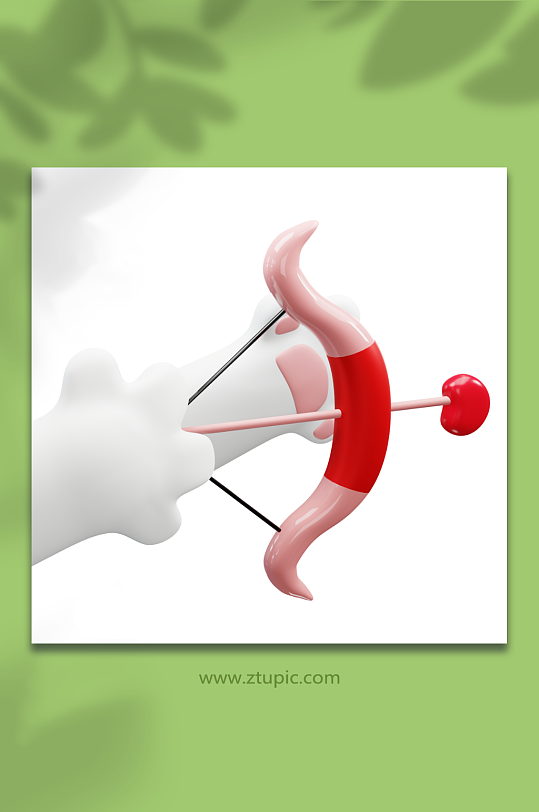 兔年情人节手势3d立体模型丘比特箭-众图网