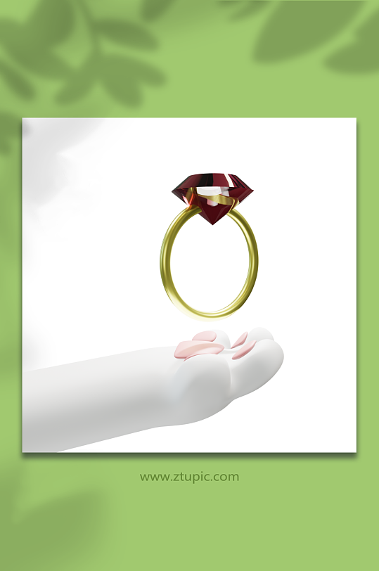 兔年情人节手势3d立体模型钻戒-众图网