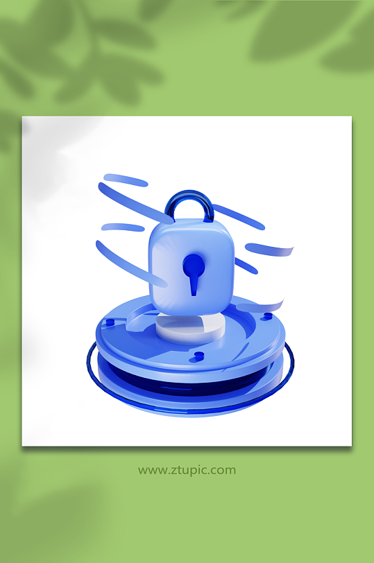 3d立体模型微软科技风云台安全锁图标-众图网