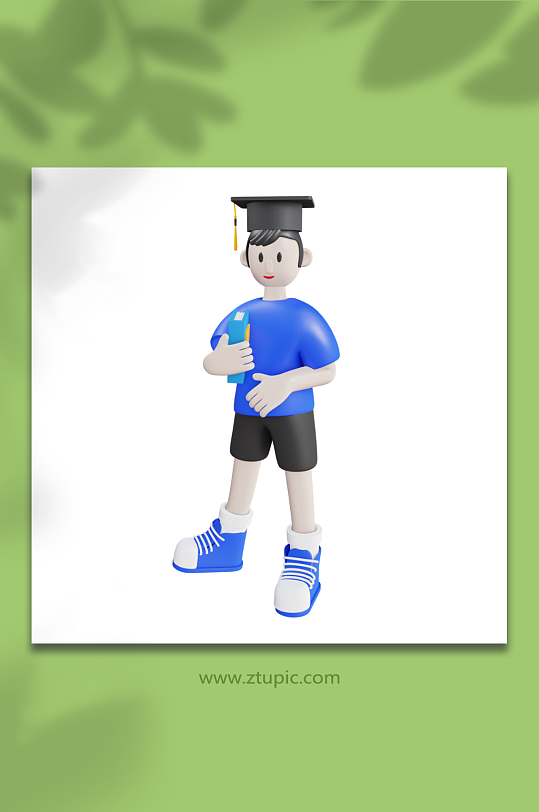 开学开学季3d模型学生人物拿着书-众图网