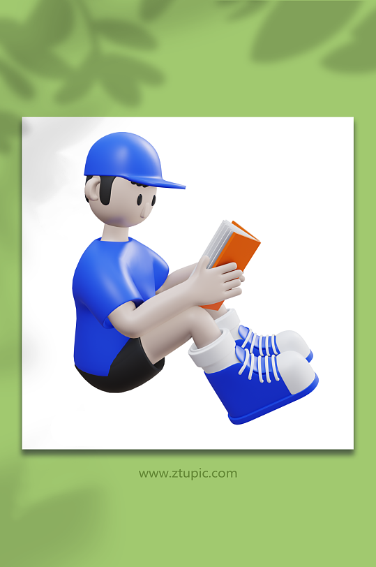 开学开学季3d模型学生人物看书-众图网
