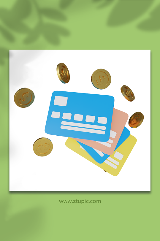金融投资理财基金商务3D信用卡模型-众图网